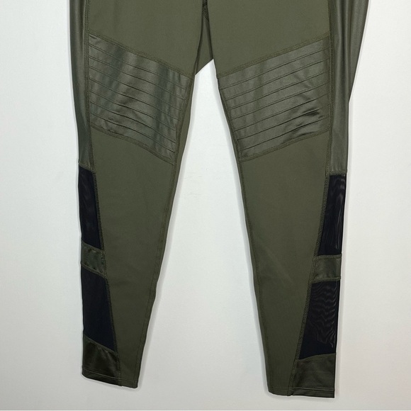 ATHLETA Powerful Gleam High Rise Tight Moto Mesh Leggings Olive Green - Picture 4 of 12